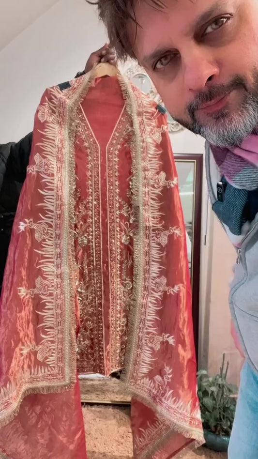 Atharva Heritage Hand Zardosi Jaal Pakistani Jacket Set in Pure 80-Gram Tissue Silk AH1813HZ59