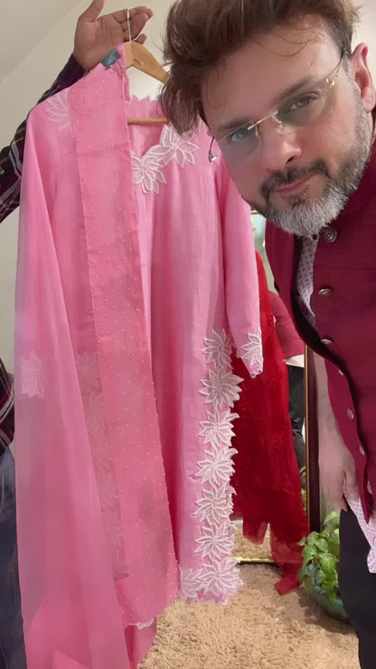 Atharva Heritage – Hand-Embroidered Pure Silk Pakistani Suit with Pearl & Katdana Detailing AHSS1561