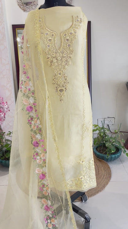 Sheer Luxury Pure Silk Organza Pakistani Unstitched suit SLP0057