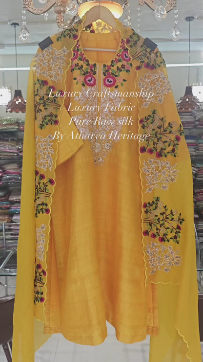 Atharva Heritage/pure Raw silk Pakistani Hand Embroidered Suit PRP003