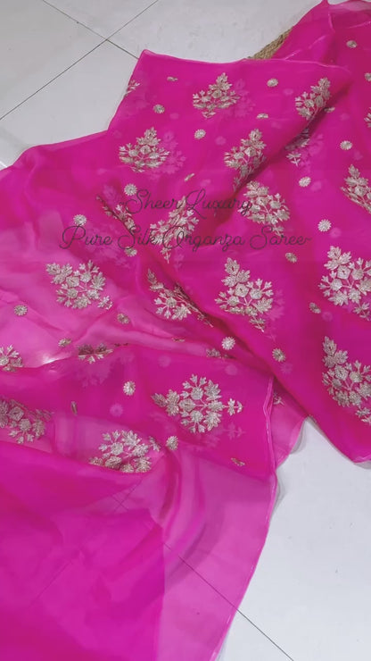 Atharva Heritage "Kashmiri Aari Zari Fantasy: Pure Silk Organza Luxury Saree S007